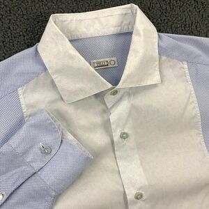 Zilli Dress Shirt Mens Large Mixed Media Paisley Cotton Linen Made in Italy